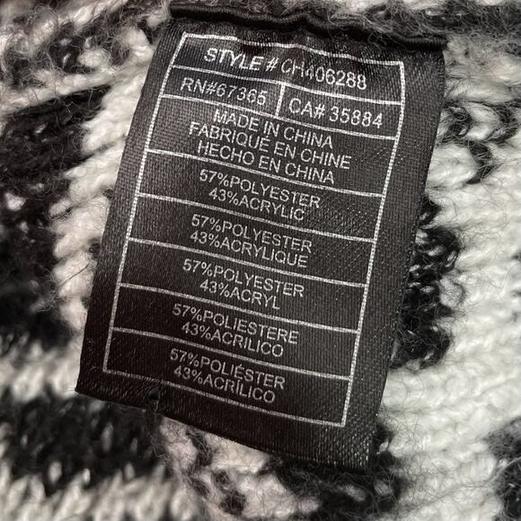 Cupcakes & Cashmere Sweater Size M Chunky Black White Open Front Cardigan Aztec - Picture 6 of 9